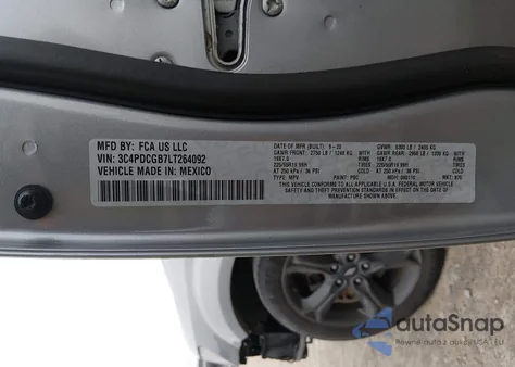 2020 Dodge Journey Crossroad из США, поврежденный, VIN 3C4PDCGB7LT264092